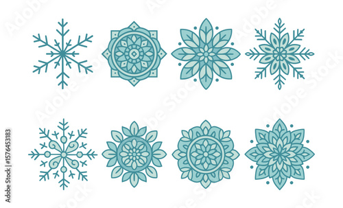 Elegant snowflake mandalas collection for winter festivities and decorative design
