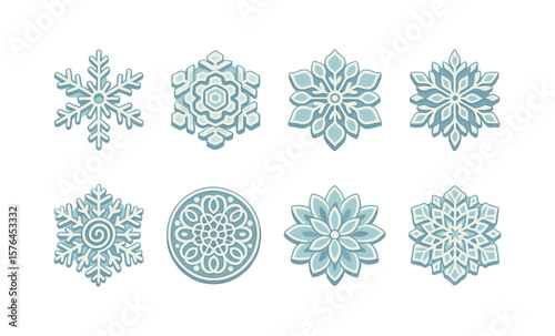 Intricate snowflake mandala collection for winter design and decoration