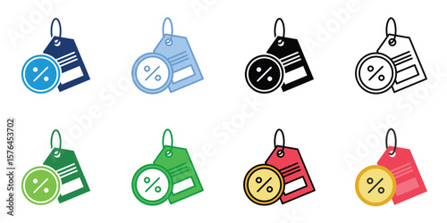 Discount Icons Set Vector Multiple Style Collection