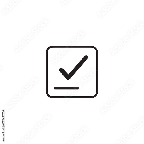 Black square checkmark box icon for ui design with white background