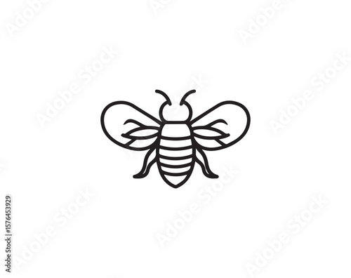 Simple bee icon illustration in outline style on a white background