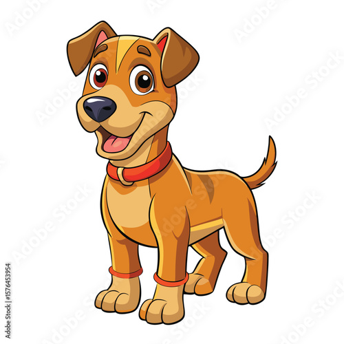 Cute cartoon dog with orange collar