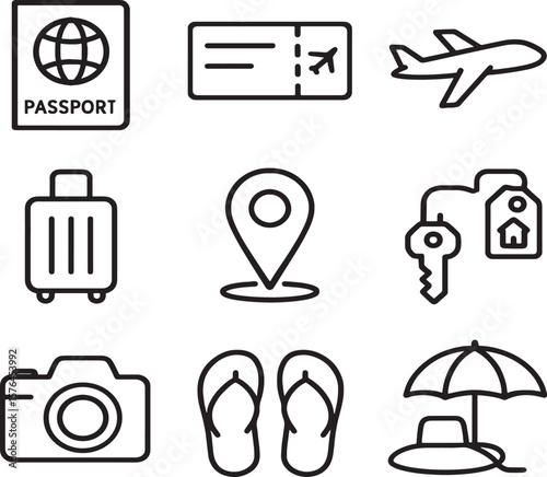 set of travel icons