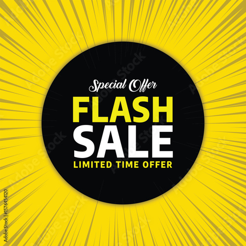 Flash sale limited time offer special promotion discount deal with yellow background