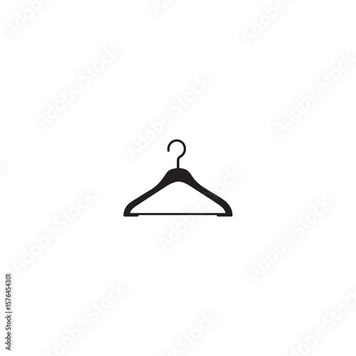 Black Clothes Hanger Silhouette on White Background Icon for Design Projects