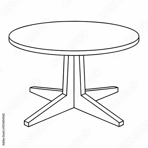 Vector illustration of a modern round dining table for contemporary home and furniture design