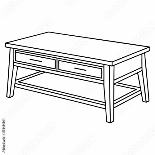 Vector illustration of a rustic coffee table for home decor and functional furniture design