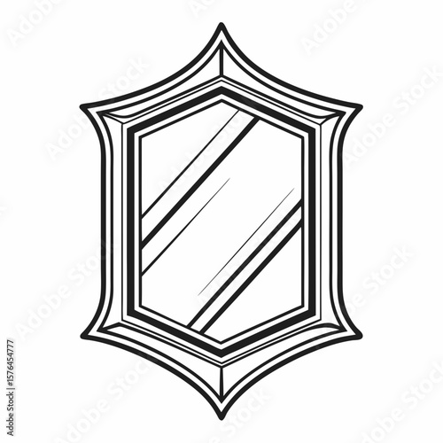 Vector illustration of an ornate decorative mirror for luxury interior design and decor projects
