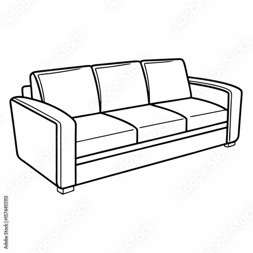 Vector outline of a contemporary sofa design for furniture catalogs and home decor projects