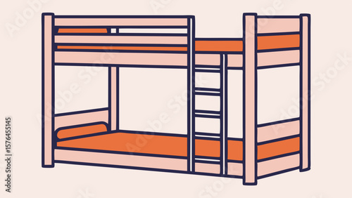 Vector graphic of a modern bunk bed design for children's bedrooms and space-efficient furniture solutions