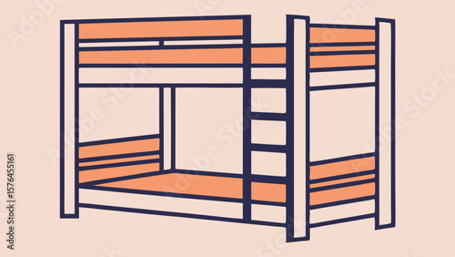 Vector illustration of a bunk bed for children's rooms and space-saving furniture design