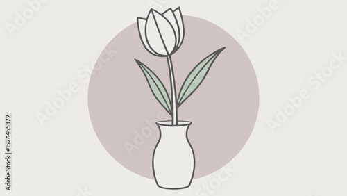 Vector design of a tulip in a vase with a soft background for elegant home decor and floral themes