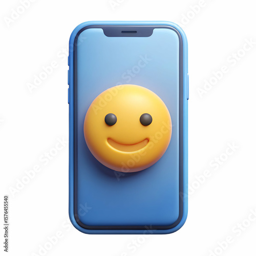 Smartphone with Smiling Emoji on Screen