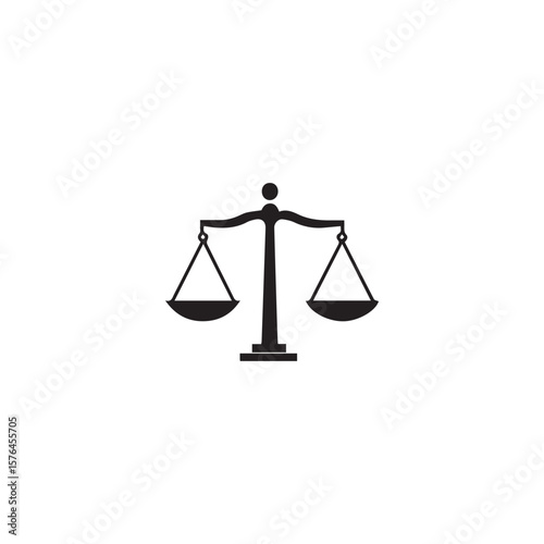 Silhouette Of Scales Of Justice Black Icon On Clean White Background