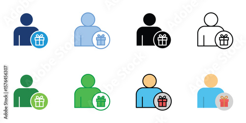 Gift Icons Set Vector Multiple Style Collection