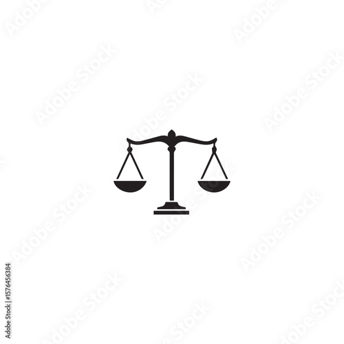 Black Scales Of Justice Icon Illustration On White Background, Law Symbol