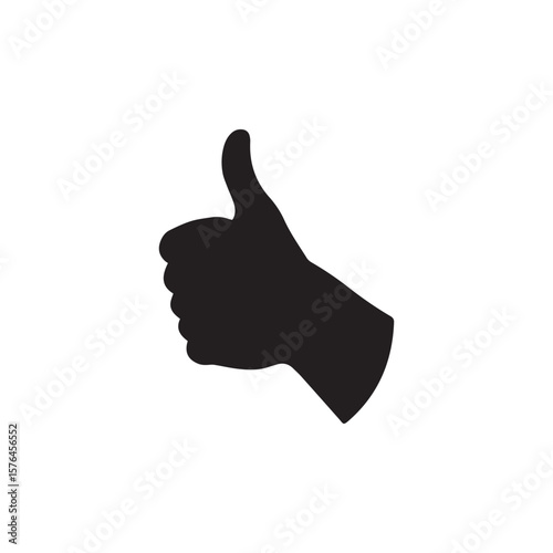 Black Thumbs Up Silhouette Icon Illustration On White Background For Web Design