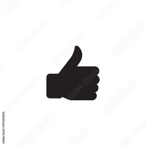 Black Thumbs Up Icon Symbol of Approval and Agreement on a White Background