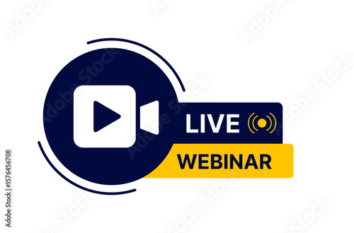 Live webinar button with video and internet conference symbol, modern UI icon vector

