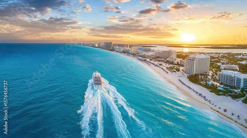 Stunning Sunset Cruise along Cancun Beachfront