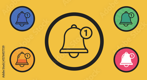 Notification Bell Icons Colorful Variations for App Design