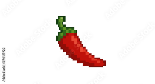 Pixel Art Chili Pepper Spicy Red Illustration