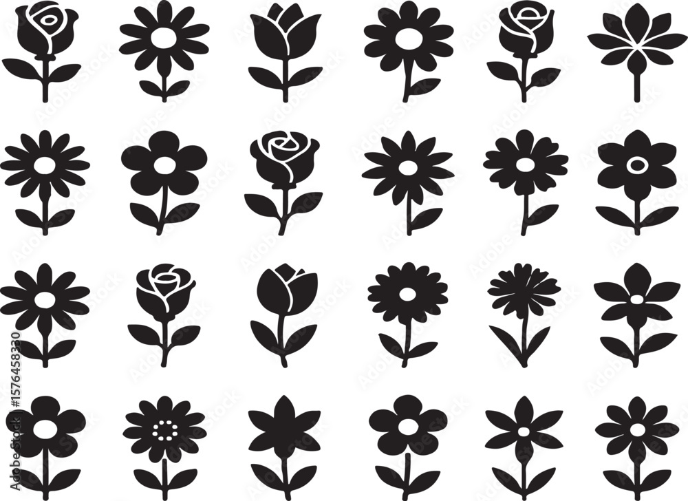 Fototapeta premium Flower vector icons