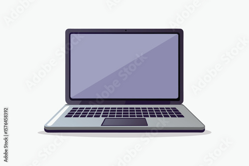 Stylized illustration of a modern laptop with a blank screen, perfect for technology, work, and productivity themes. Ideal for presentations and educational content.