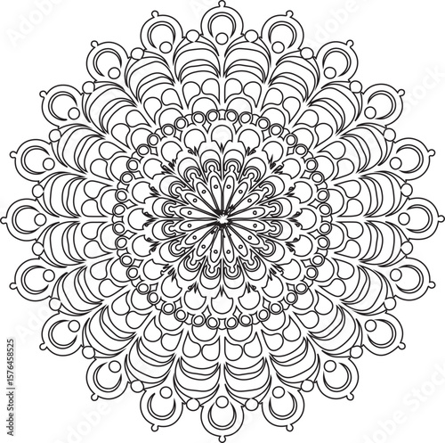Intricate circular mandala coloring page