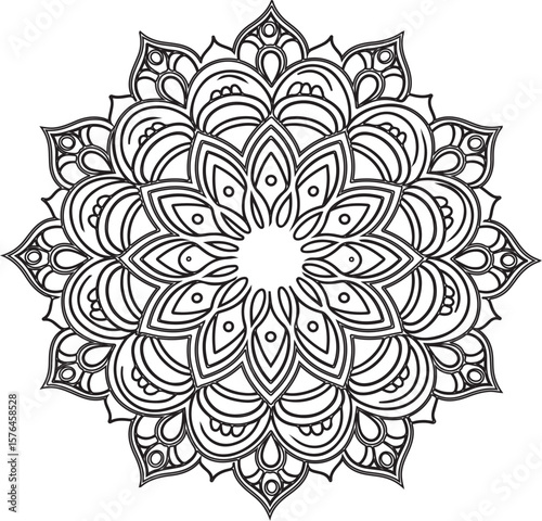 Intricate circular mandala coloring page