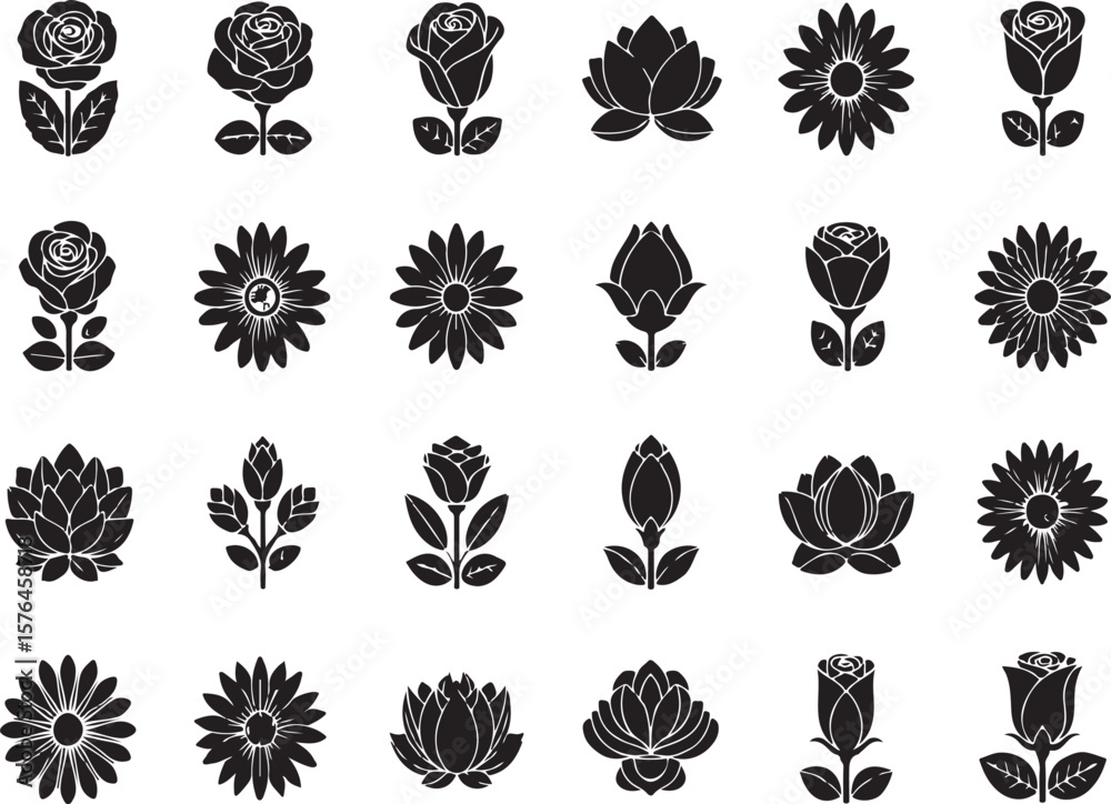 Fototapeta premium Flower vector icons