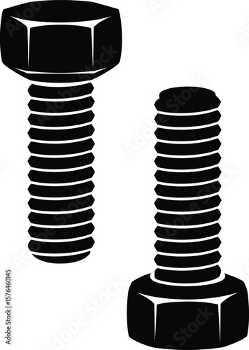Two Black Hex Bolts, Ideal for Construction or Engineering Projects