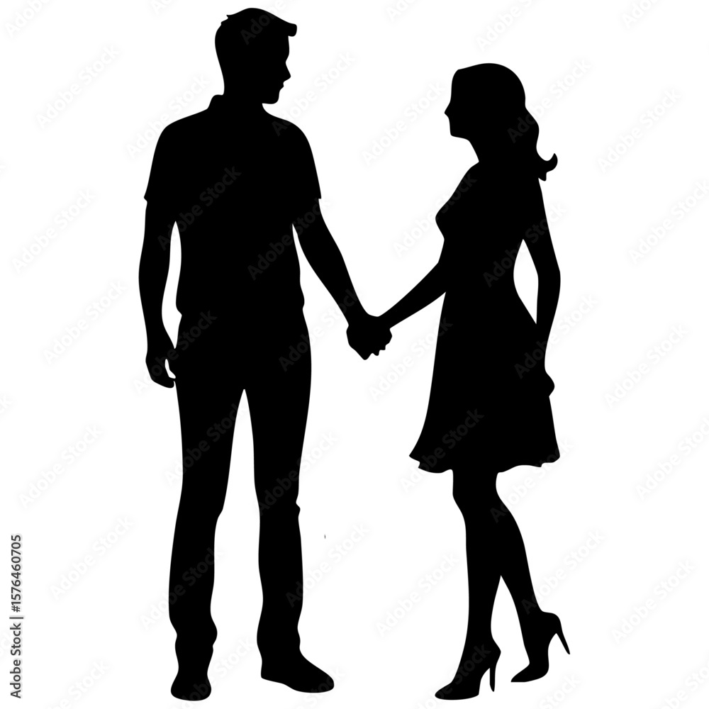 Couple holding hands silhouette Couple holding hands silhouette
