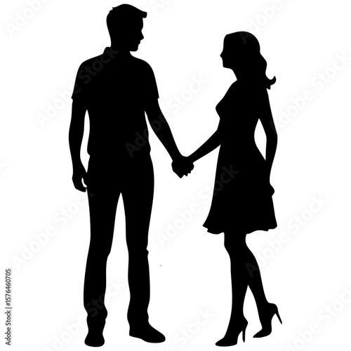 Couple holding hands silhouette