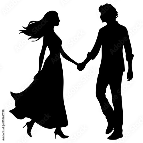 Couple holding hands silhouette