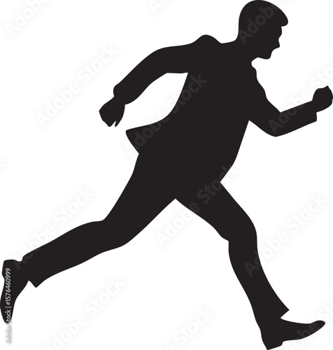 Business man running silhouette