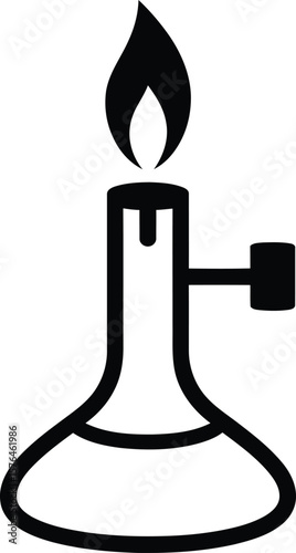 simple, black and white, line art, minimalistic, illustration of a candle flame