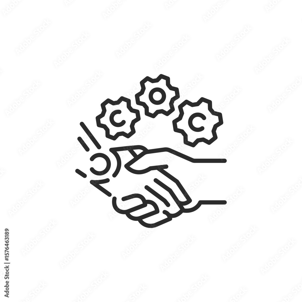 Obraz premium AI Human Handshake icon. Simple AI Human Handshake icon for social media, app and web design. Vector illustration