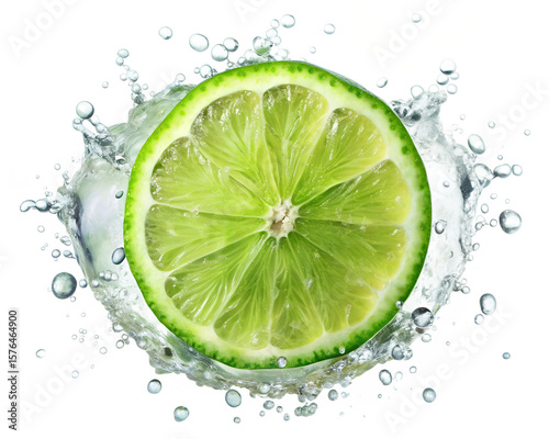 lime in water isolated on white background. PNG Transparent file type with high definition quality And vibrant color grading Available.