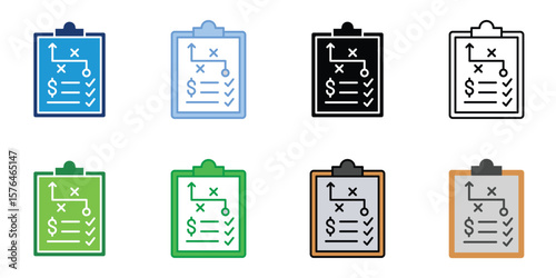 Planning Icons Set Vector Multiple Style Collection