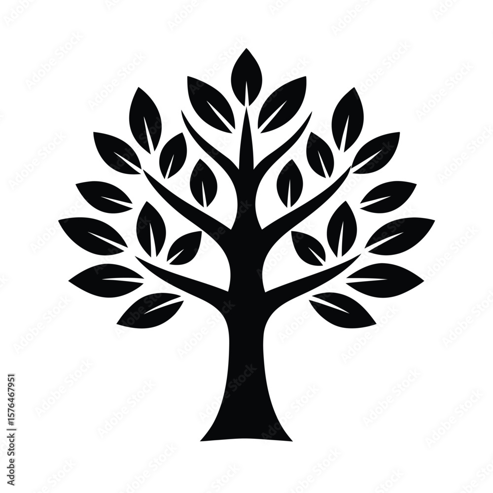 Obraz premium simple-leafy-tree-icon-include-after-on-white-back.eps