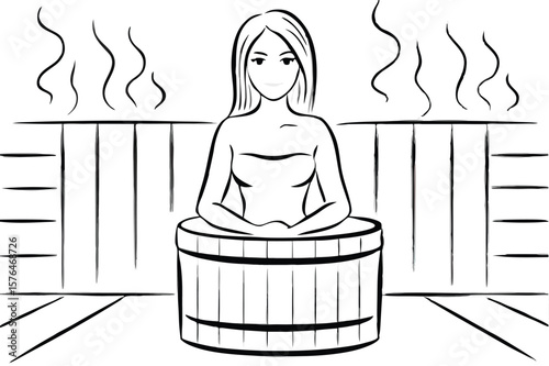 beautiful woman in a calming sauna dim light spa