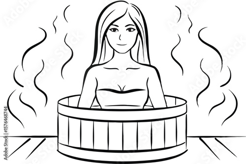 beautiful woman in a calming sauna dim light spa