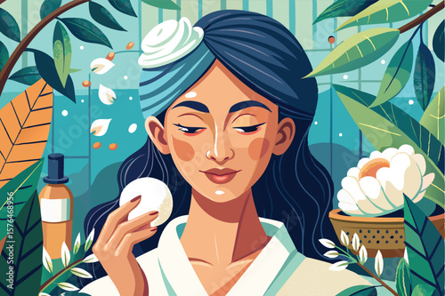 closeup of woman's face aesthetician applying gentle