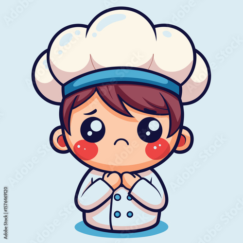 Sad cartoon chef in a chef's hat