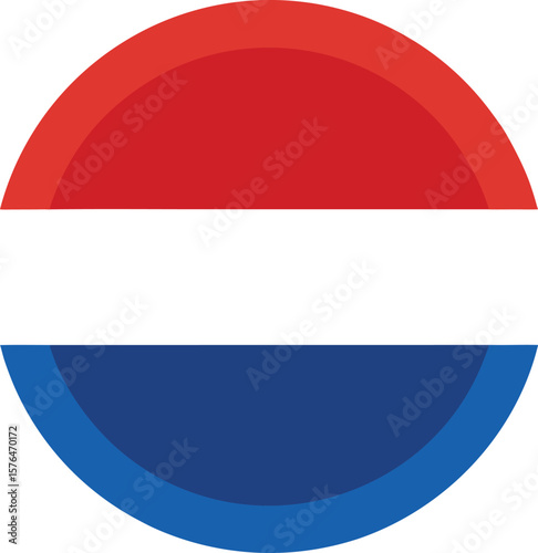 circular icon of netherlands flag with red white blue stripes