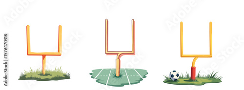 Field goal marker on sideline in bright clean pastel colors with smooth outline  