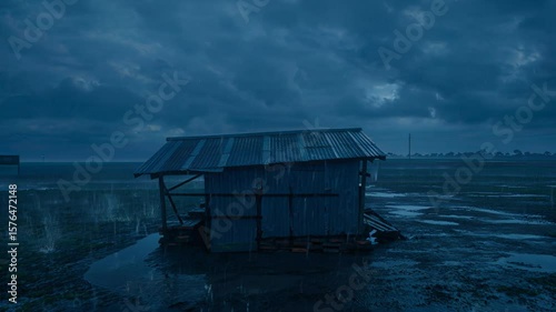 Heavy Rain Hitting Tin Roof | Realistic Sound and Water Splash in Slow Motion
