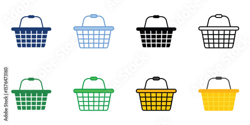 Shopping Basket Icons Set Vector Multiple Style Collection