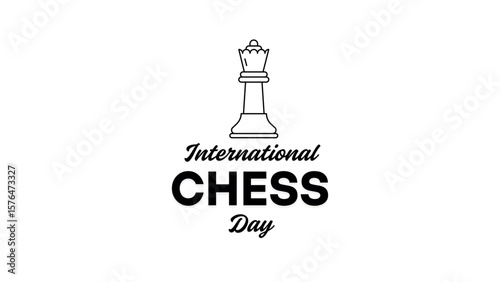 International Chess Day Queen Piece Illustration in Monochrome